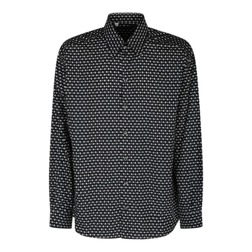 Black and White Cotton Geometric Print Shirt