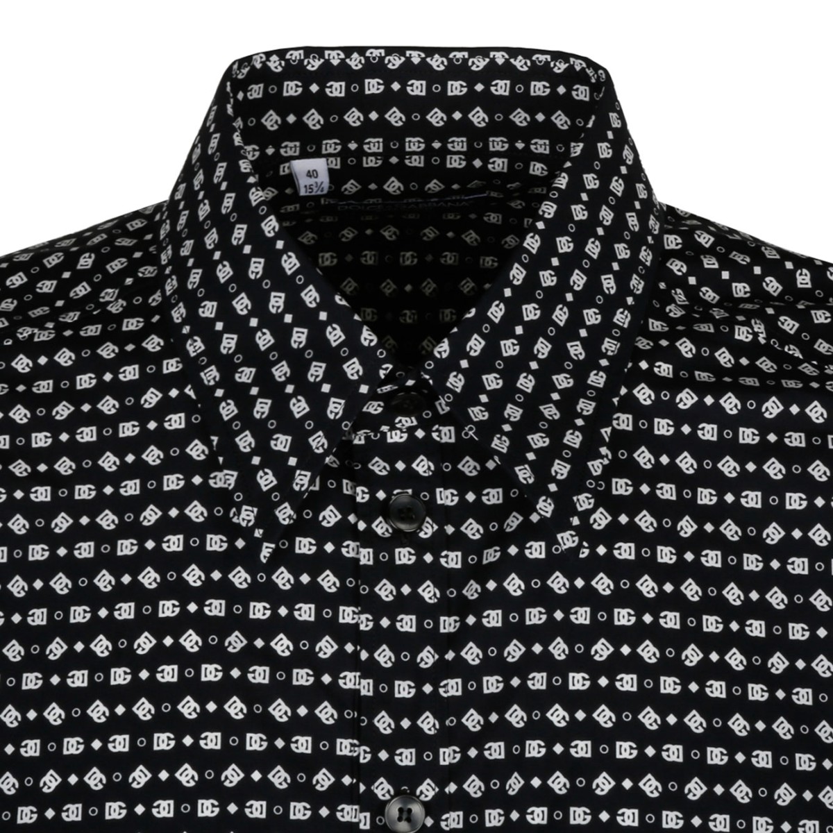 Black and White Cotton Geometric Print Shirt