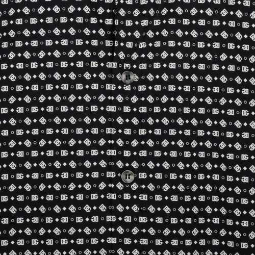 Black and White Cotton Geometric Print Shirt