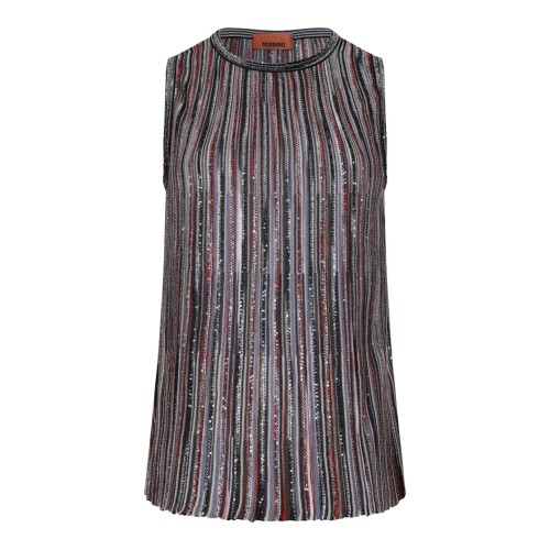 Multicolour Sleeveless Top With Sequins