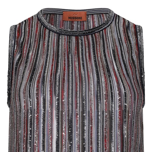 Multicolour Sleeveless Top With Sequins