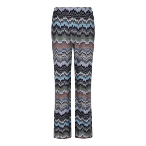 Multicolour Snakeskin Chevron Viscose Flare Trousers