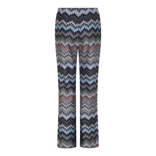 Multicolour Snakeskin Chevron Viscose Flare Trousers 2