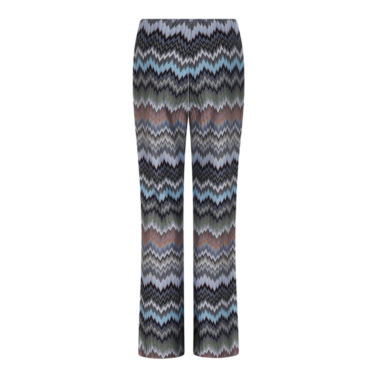 Multicolour Snakeskin Chevron Viscose Flare Trousers