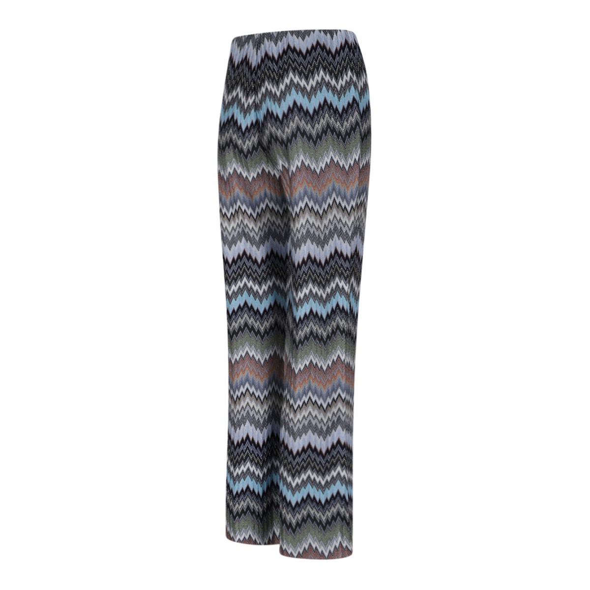 Multicolour Snakeskin Chevron Viscose Flare Trousers