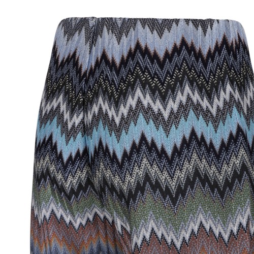 Multicolour Snakeskin Chevron Viscose Flare Trousers