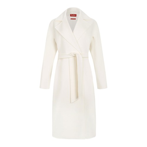 White Wool, Cashmere and Silk Long Coat