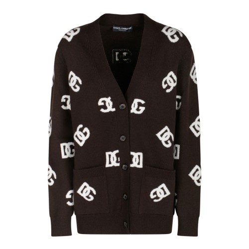 Brown and White DG Monogram Cardigan