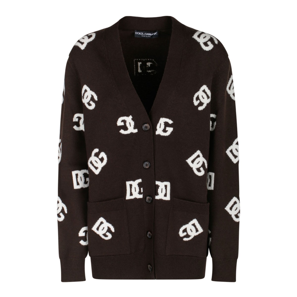 Brown and White DG Monogram Cardigan