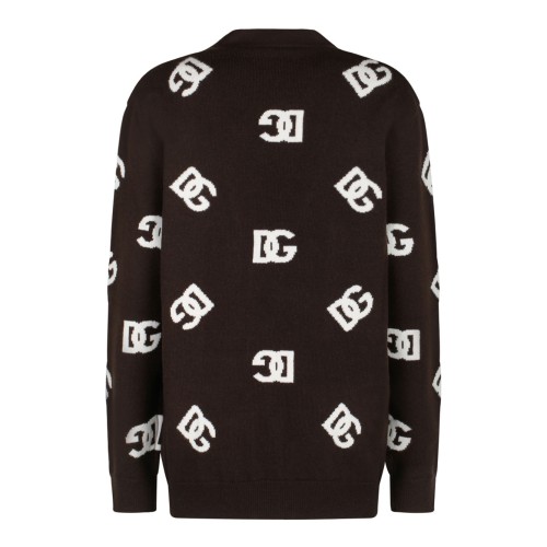 Brown and White DG Monogram Cardigan
