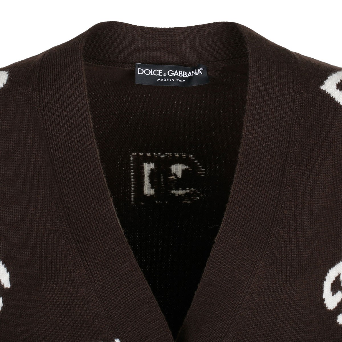 Brown and White DG Monogram Cardigan