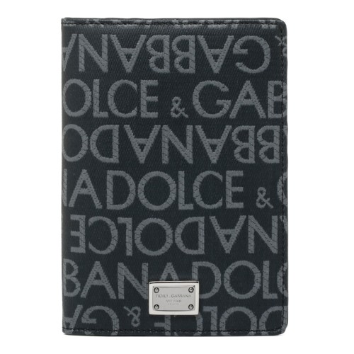 Black Calf Leather Jacquard Logo Cardholder