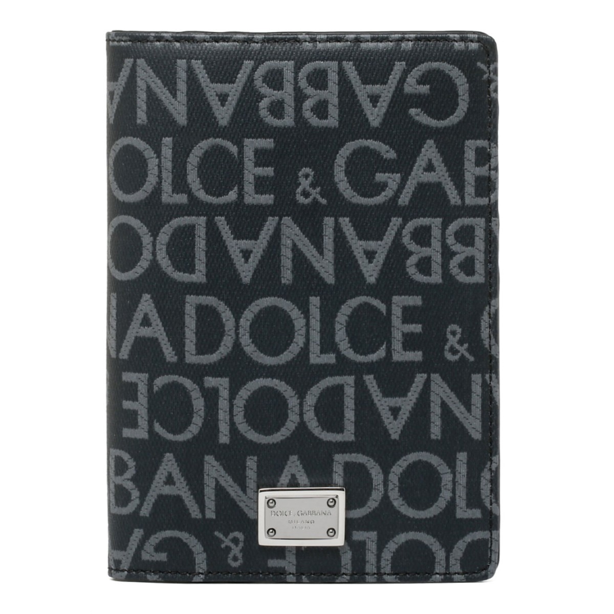 Black Calf Leather Jacquard Logo Cardholder