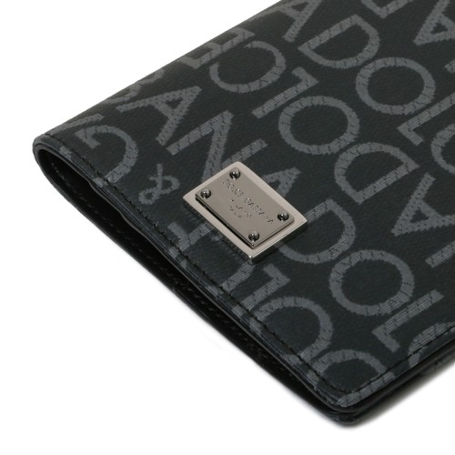 Black Calf Leather Jacquard Logo Cardholder
