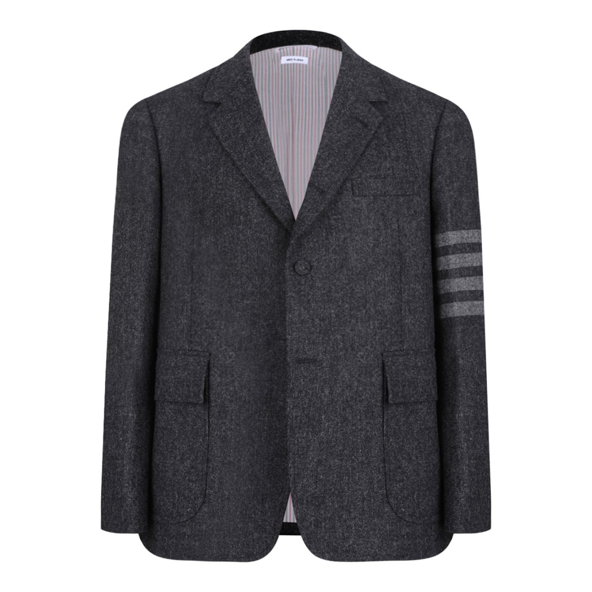 Charcoal Grey Stripe-Detail Blazer