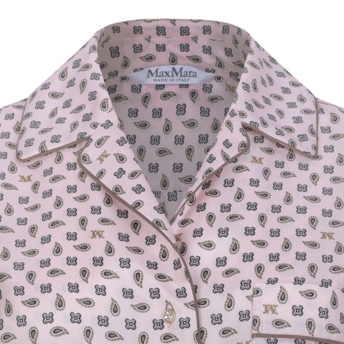 Pink Semi-Fitted Printed Silk Shirt