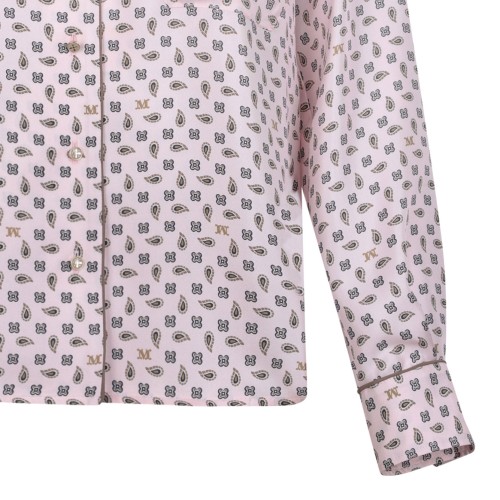 Pink Semi-Fitted Printed Silk Shirt