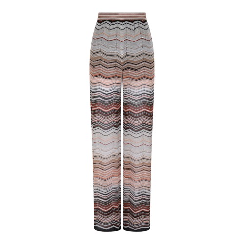 Multicolour Chevron Lame Viscose Wide Trousers With Sequins