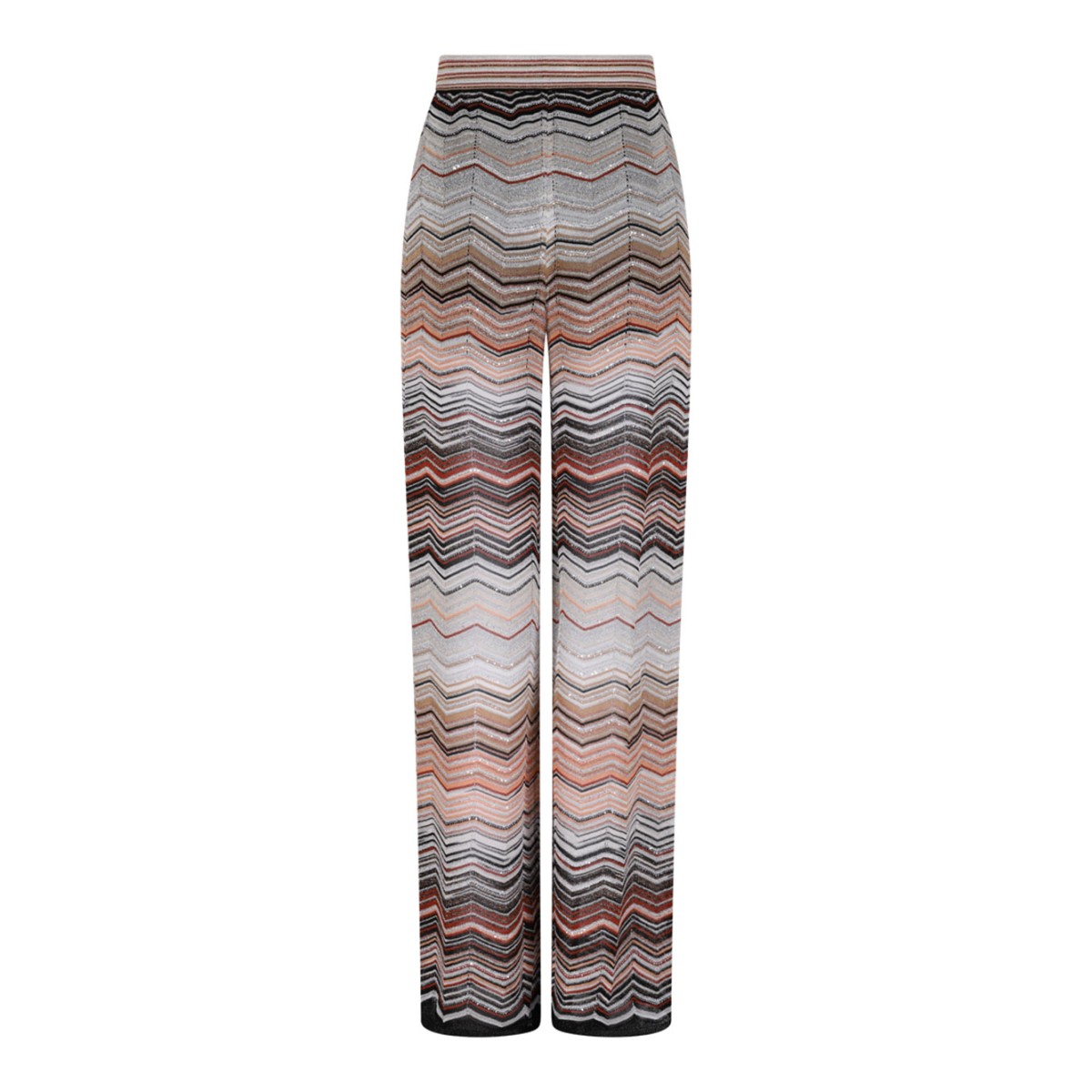 Multicolour Chevron Lame Viscose Wide Trousers With Sequins