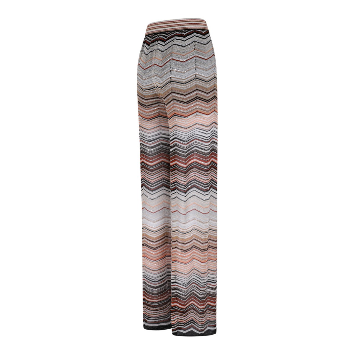 Multicolour Chevron Lame Viscose Wide Trousers With Sequins