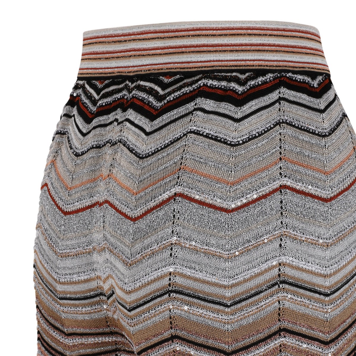 Multicolour Chevron Lame Viscose Wide Trousers With Sequins