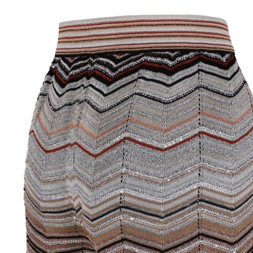 Multicolour Chevron Lame Viscose Wide Trousers With Sequins