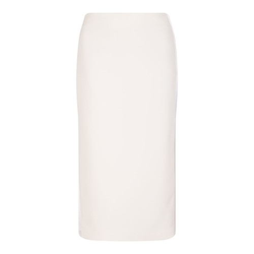 Off White Light Crepe Skirt With Satin Bands