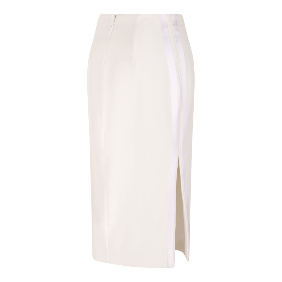 Off White Light Crepe Skirt With Satin Bands