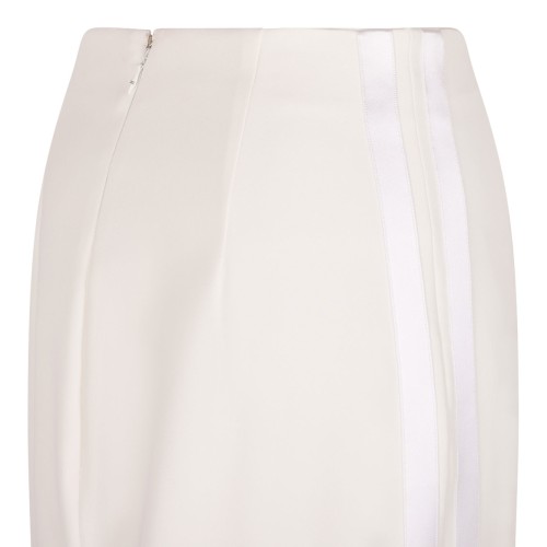 Off White Light Crepe Skirt With Satin Bands