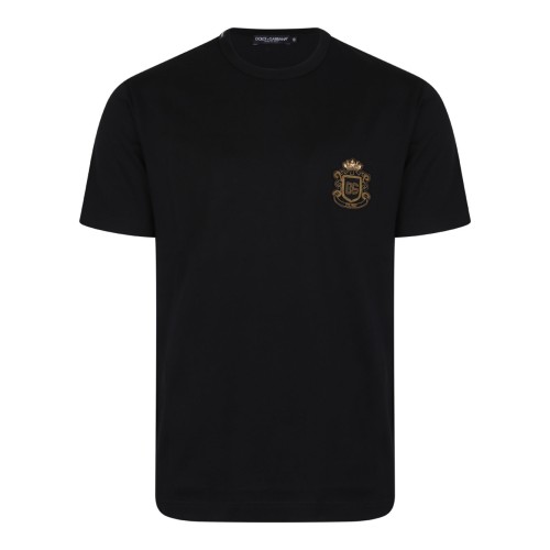 Black Cotton T-Shirt With Heraldic Patch