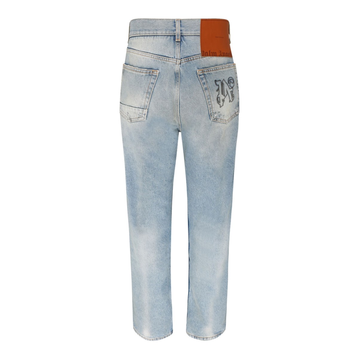 Light Blue Cotton Distressed Denim Jeans