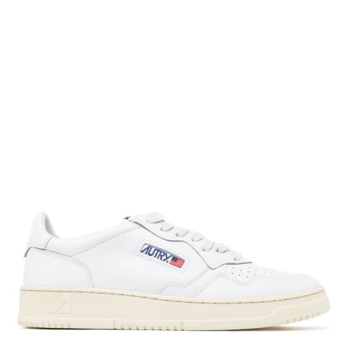White Calf Leather Low Top Sneakers