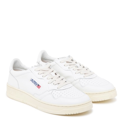 White Calf Leather Low Top Sneakers