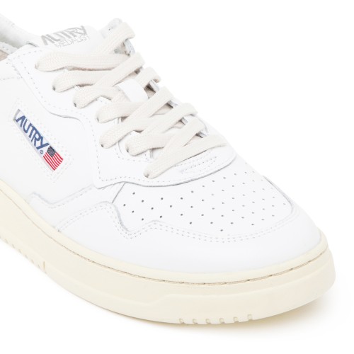 White Calf Leather Low Top Sneakers