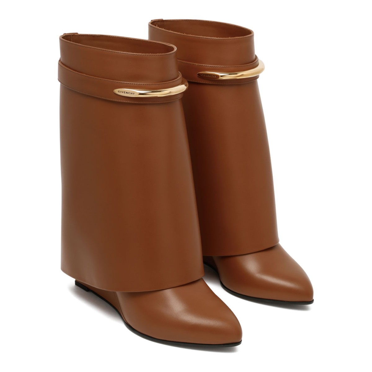 Tan Shark Pinch Leather Ankle Boots