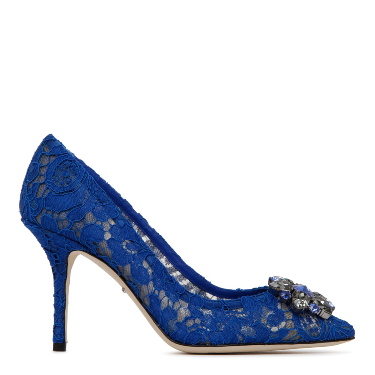 Blue Leather Bellucci Taormina Lace Pumps