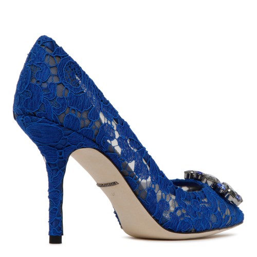 Blue Leather Bellucci Taormina Lace Pumps 2
