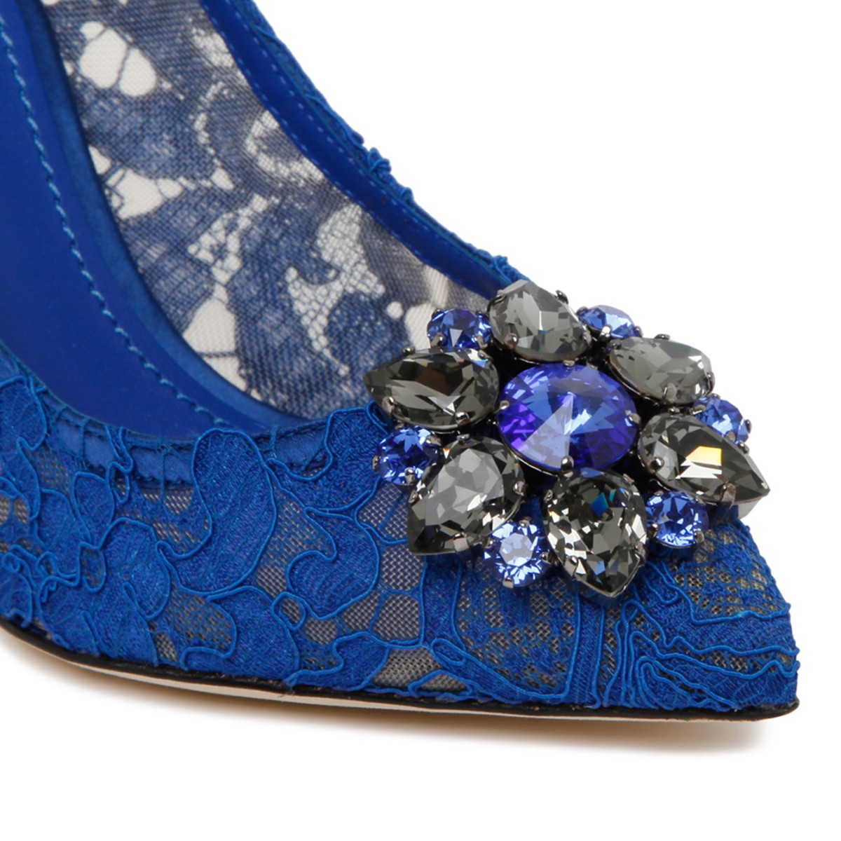 Blue Leather Bellucci Taormina Lace Pumps