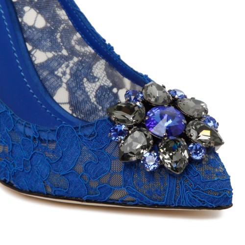 Blue Leather Bellucci Taormina Lace Pumps