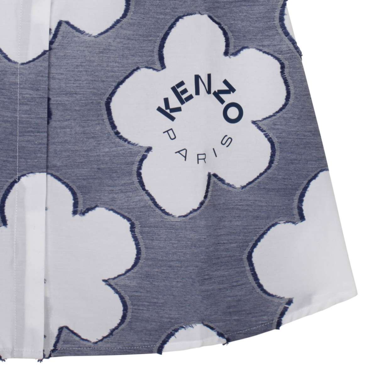 Navy Blue and Orange Floral Print Dress