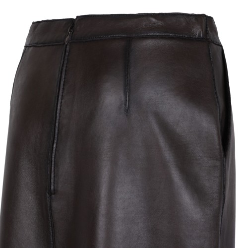 Brown Leather Pencil Skirt