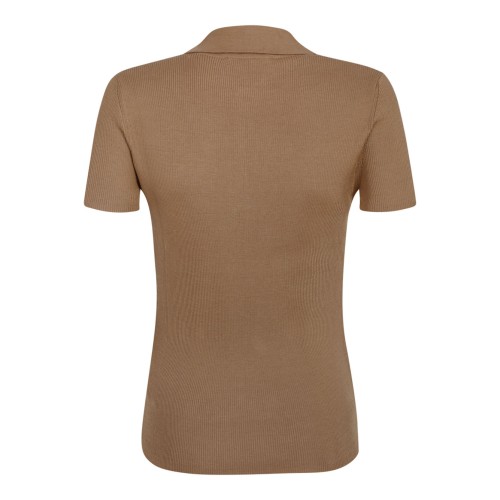 Camel Ribbed Wool Polo Shirt 2