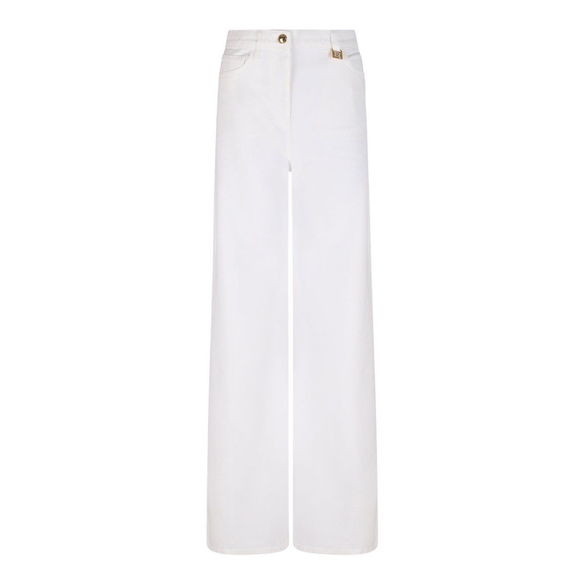 White Palazzo Jeans With Logo Detail