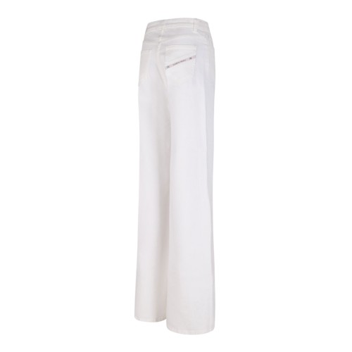 White Palazzo Jeans With Logo Detail