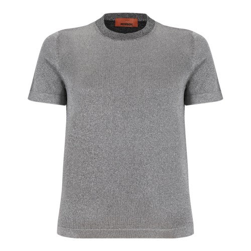 Silver Tones T-Shirt In Lame Viscose