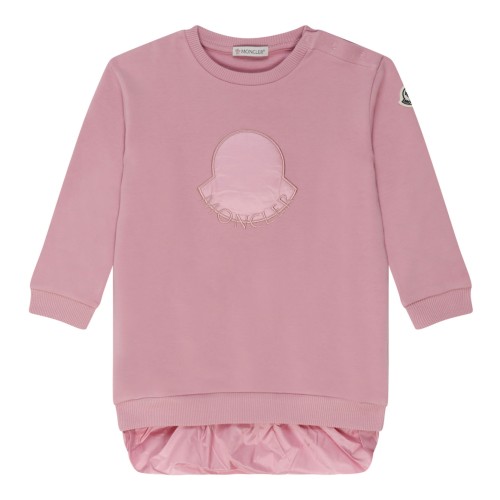 Pink Cotton Logo Embroidered Dress