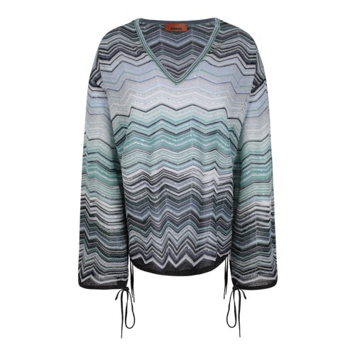 Multicolour Oversized Blouse In Viscose Chevron Lame With Sequins