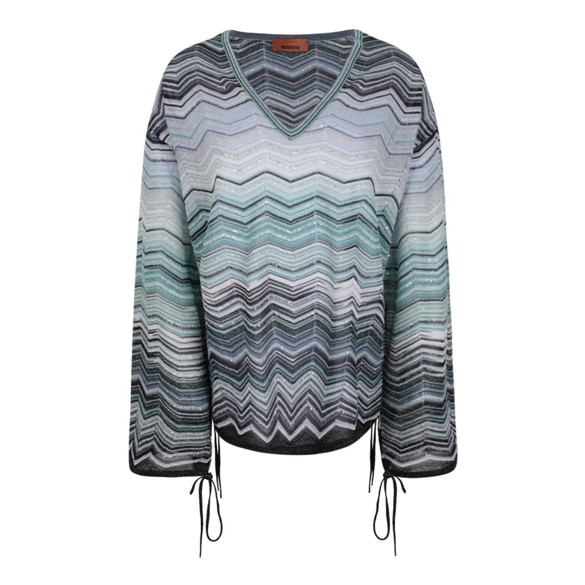Multicolour Oversized Blouse In Viscose Chevron Lame With Sequins