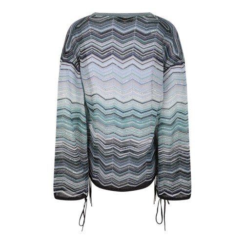 Multicolour Oversized Blouse In Viscose Chevron Lame With Sequins 2