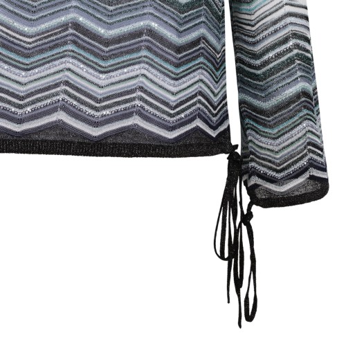 Multicolour Oversized Blouse In Viscose Chevron Lame With Sequins